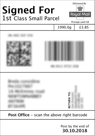 6 by 4 courier label created with One Stop Order Processing