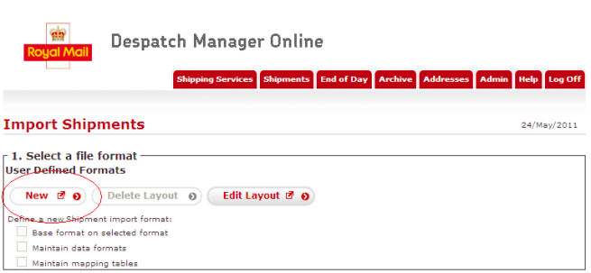 Creating a new import format for Royal Mail Despatch Manager Online (DMO)