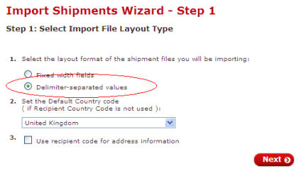 Selecting the import format for Royal Mail Despatch Manager Online (DMO)